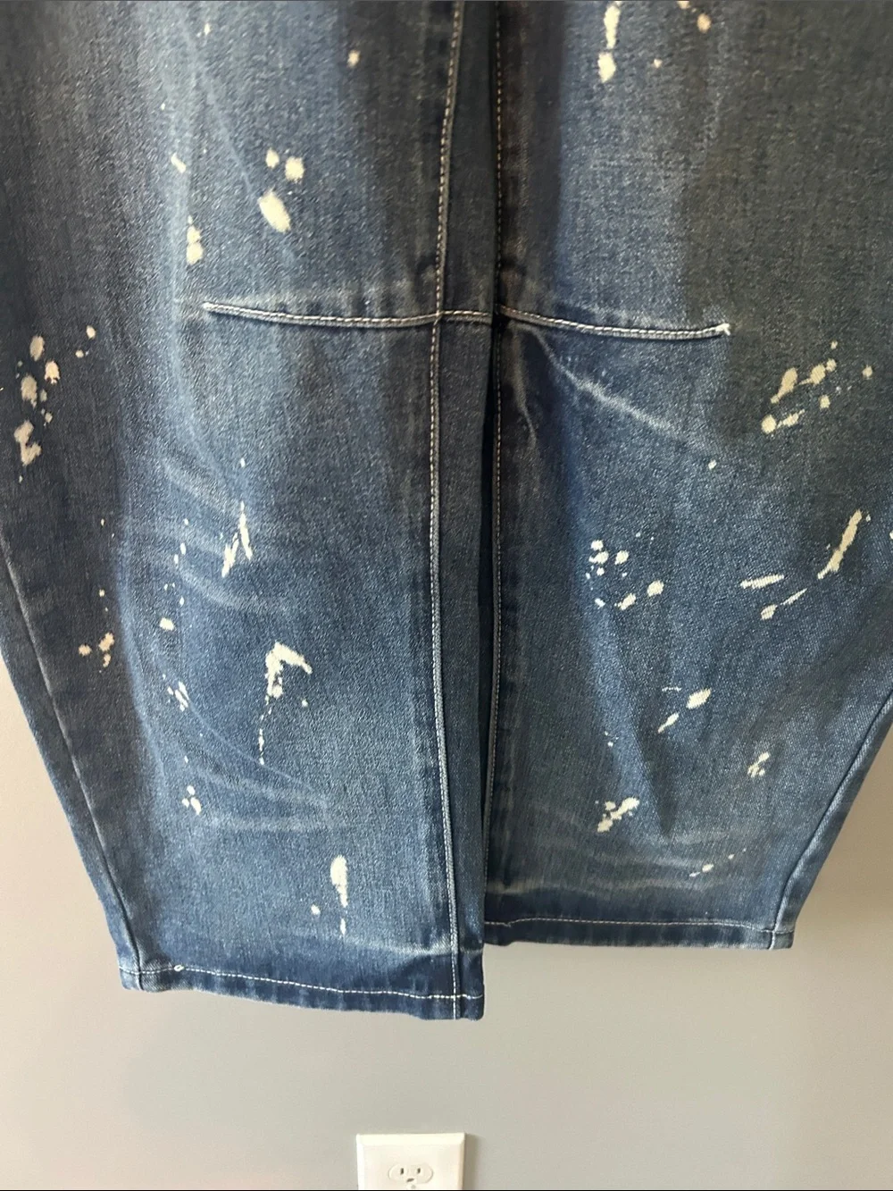 Women’s Dark Blue Paint-Splatter Jeans - Picture 3 of 4